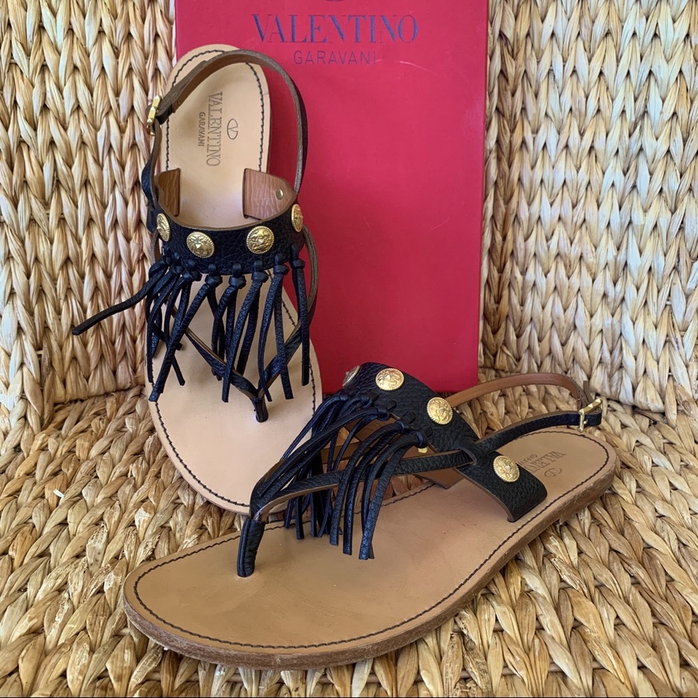 EUC Valentino Garavani Coin Fringe Sandals 41 11